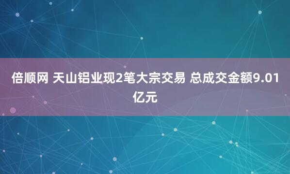 倍顺网 天山铝业现2笔大宗交易 总成交金额9.01亿元